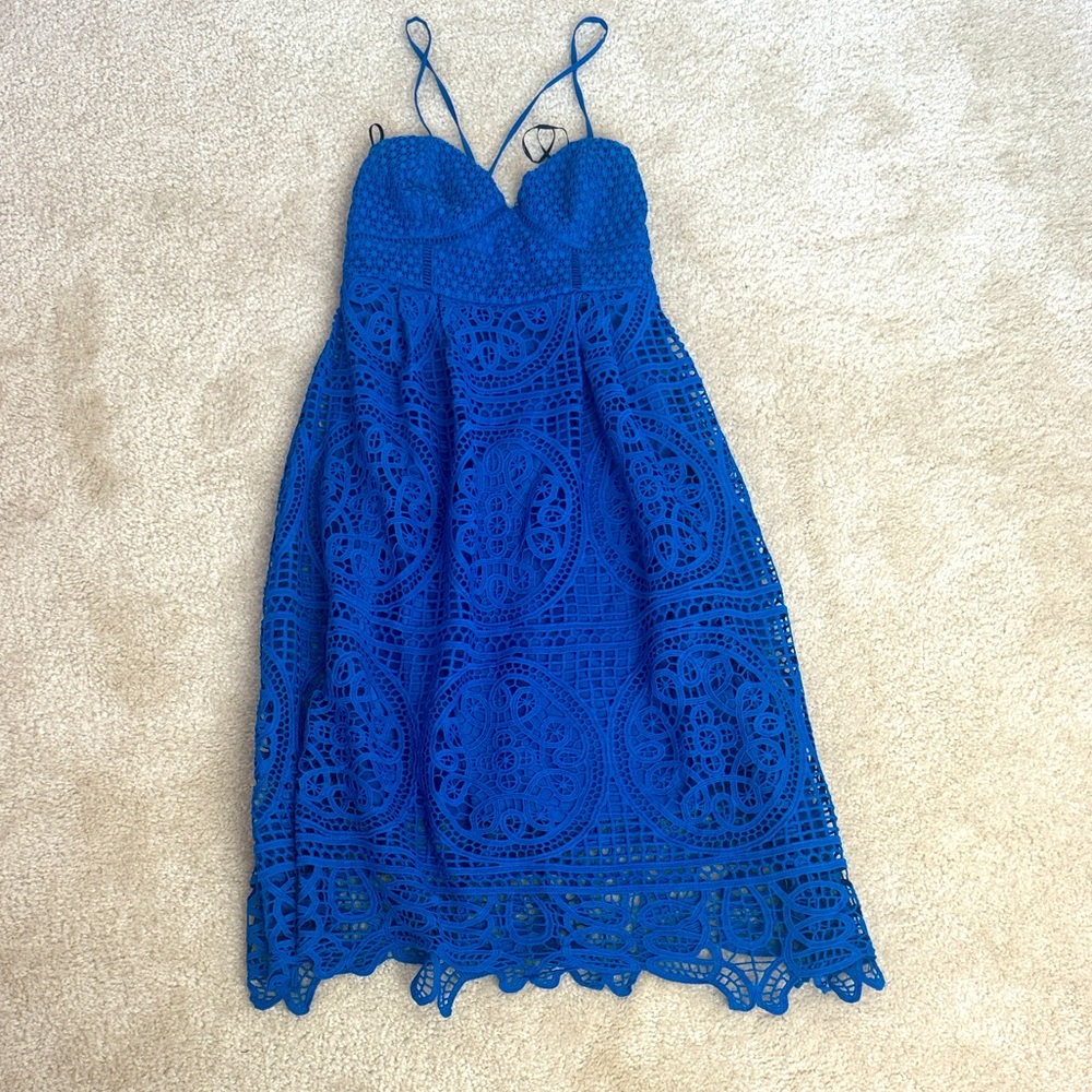 Lulu's Royal Blue Lace Midi Dress